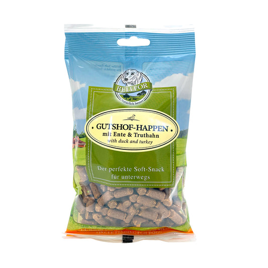 getreidefreie Gutshof-Happen - Soft Snacks für Hunde mit Ente & Truthahn