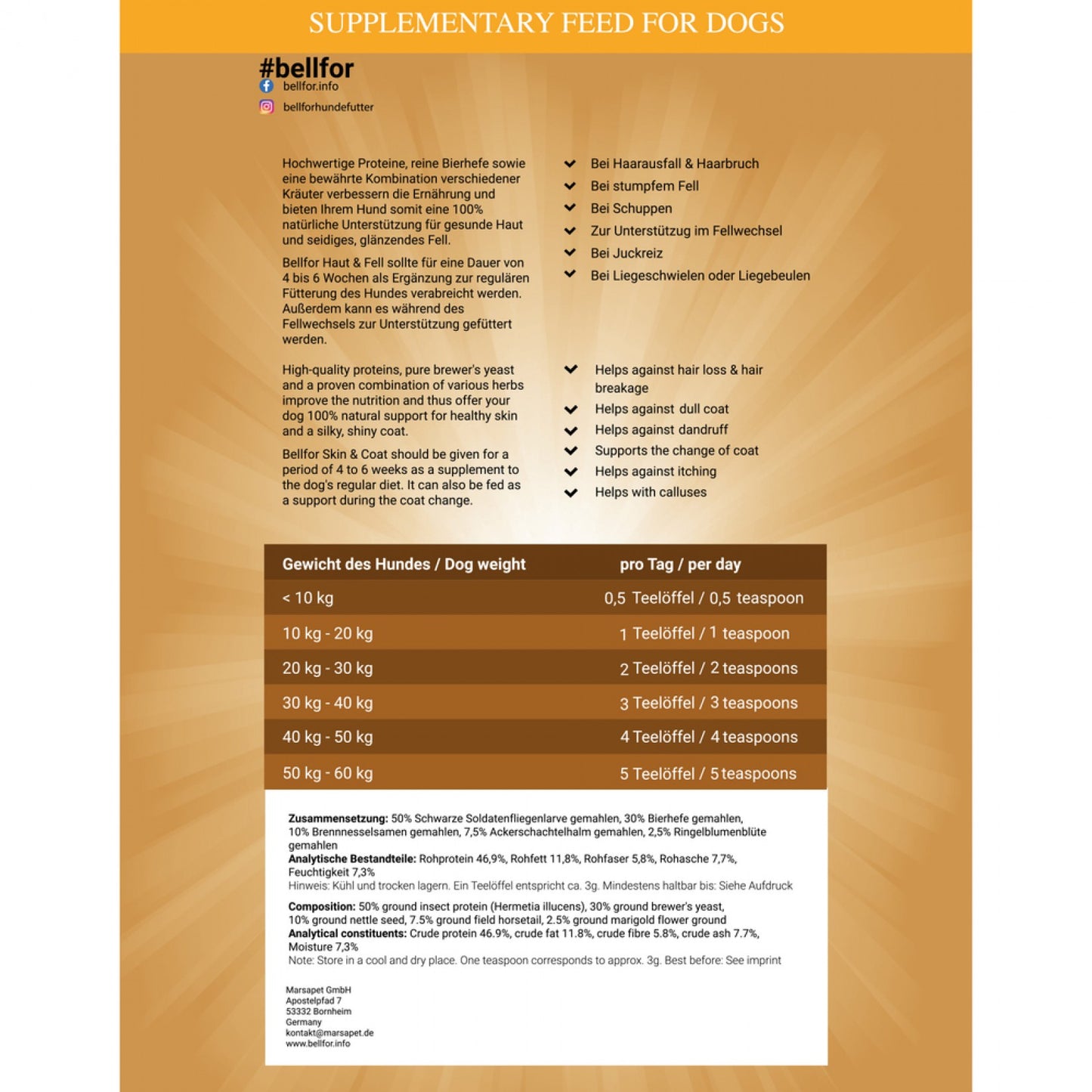 Bellfor Haut & Fell Pulver für Hunde