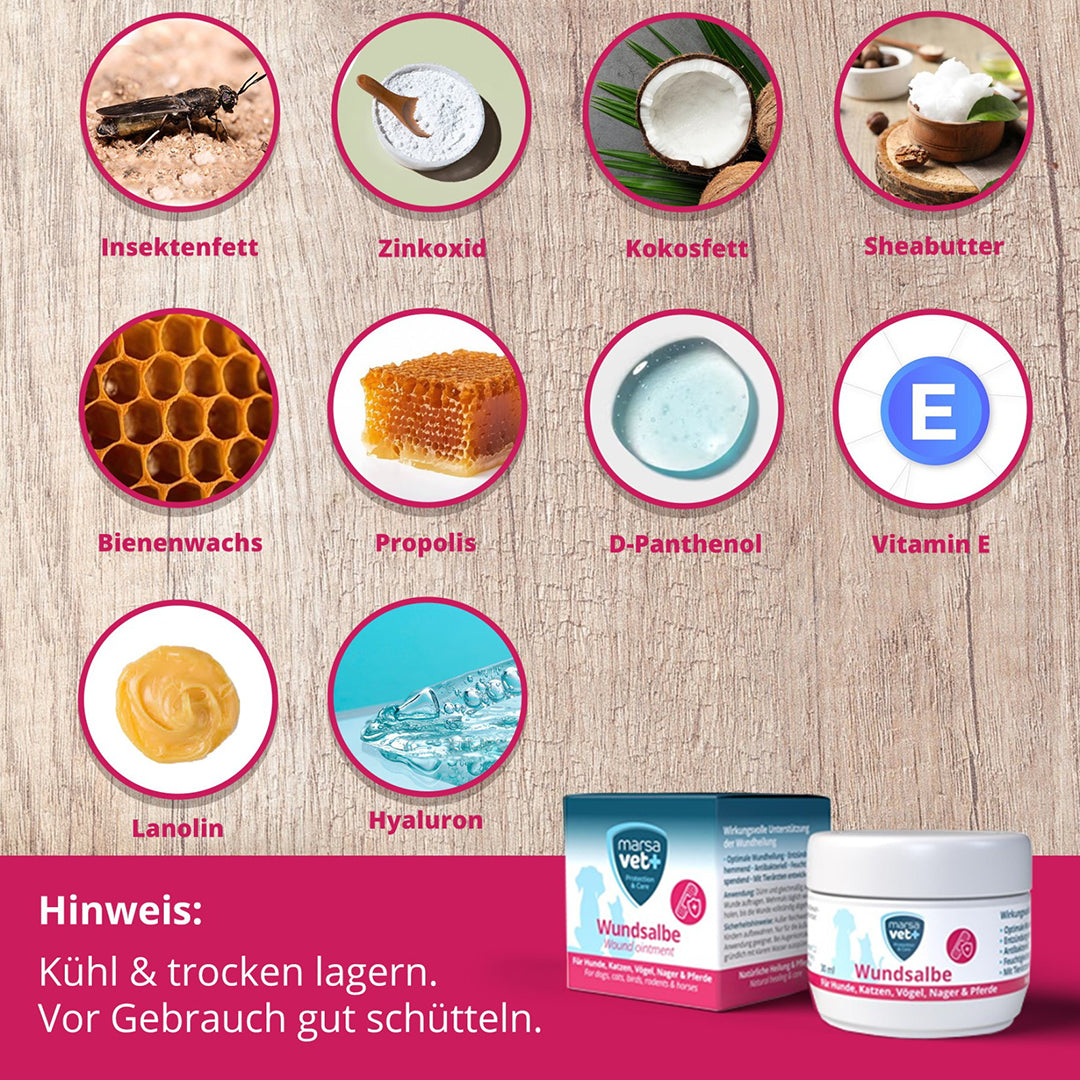Marsavet Wundsalbe für Hunde Katzen Vögel Nager Pferde - 30ml