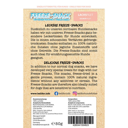 Bellfor - Gesunder Freeze-Snack für Hunde - Lachsfilet (gefriergetrocknet)