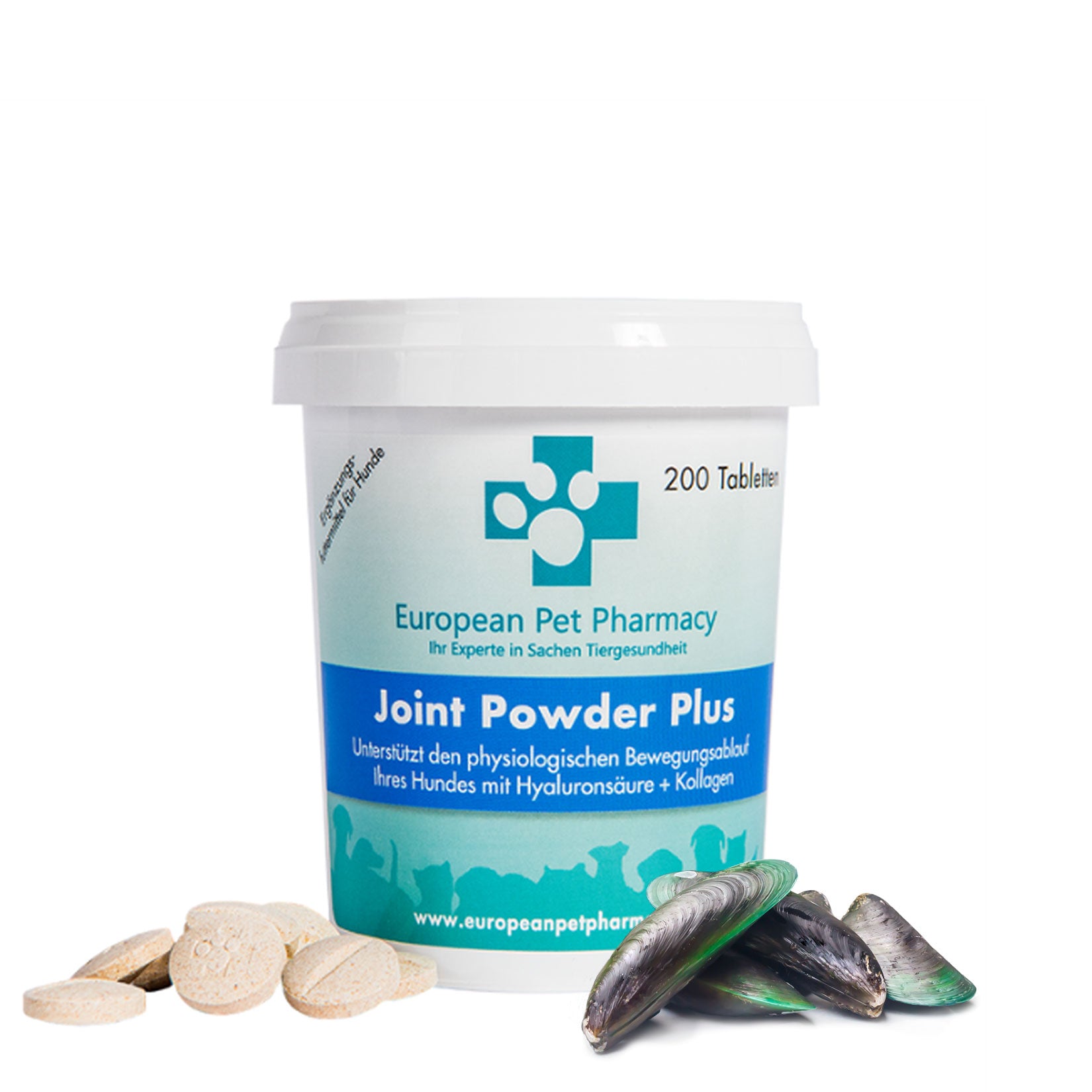 Joint Powder Plus 200 Tabletten - Unterstützt den physiologischen Bewegungsablauf Ihres Hundes mit Hyaluronsäure und Kollagen