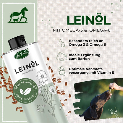 LaPura Leinöl 1000ml - für Hunde Katzen und Pferde